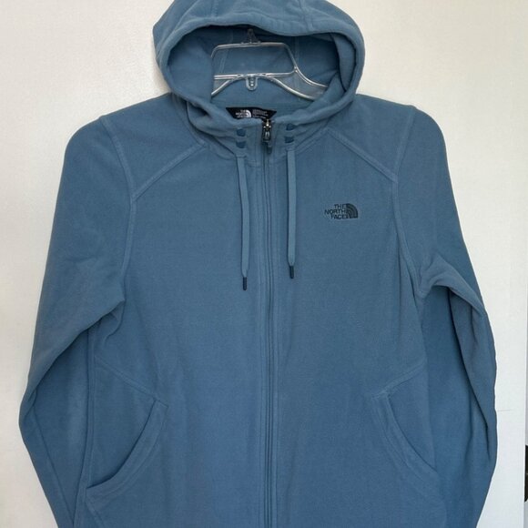 The North Face Women Light Blue Full-Zip Hooded Fleece Jacket Size L - Picture 1 of 5